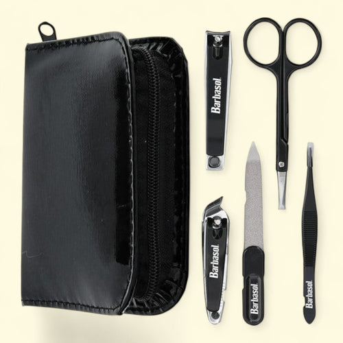 Barbasol Nail Grooming Kit, 6-Piece, Safety Scissors, Large and Slanted Clipper, Pointed Tweezers, Nail File