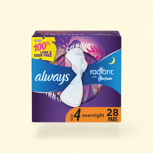 Always Radiant Feminine Pads with Wings, Size 4, 28 CT
