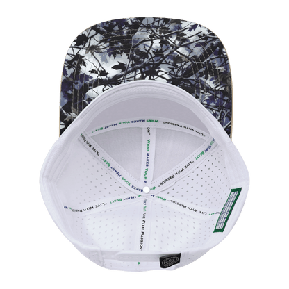 **ADULT** Color Vibes Hat - Flat Bill - Evening Leaves - Light Tan / Navy / White - Laser Mesh