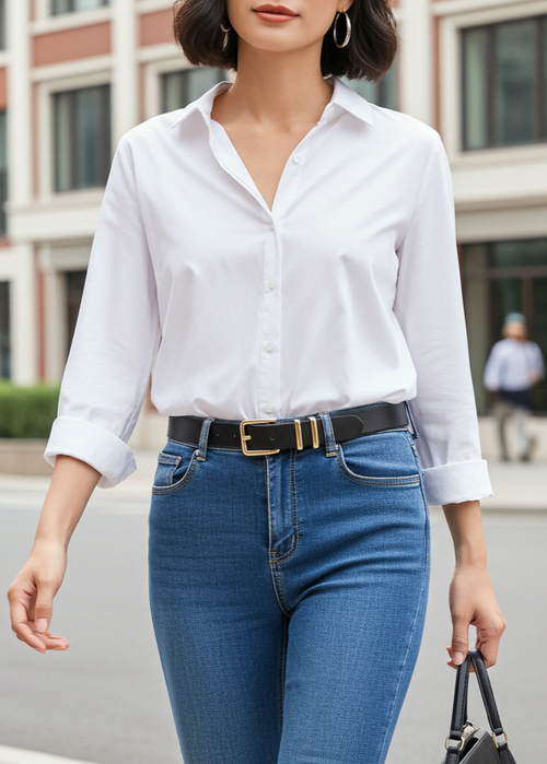 Rosemary Black Leather Jeans Belt
