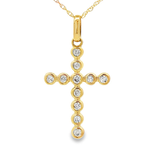 .20ct Diamond Cross Religious Pendant 14KT Yellow Gold