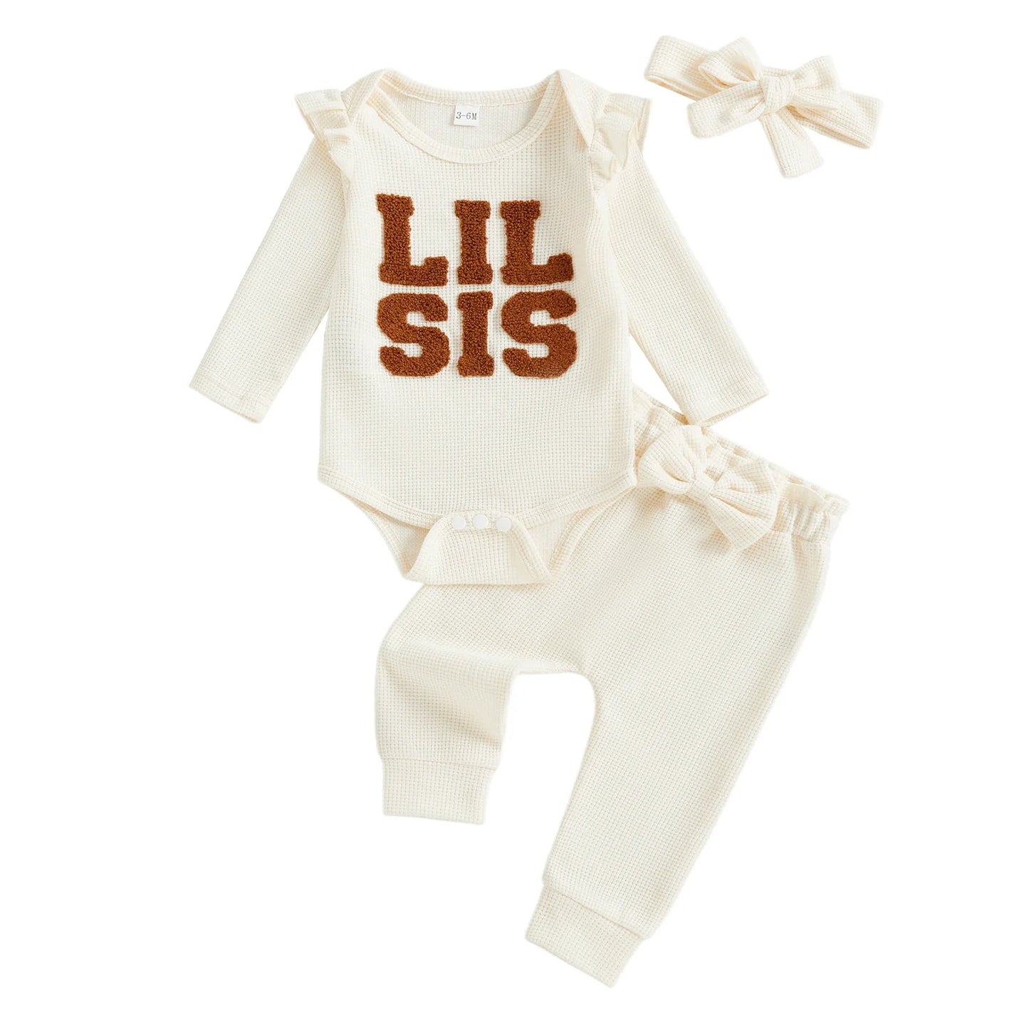 LIL SIS Bowtie Waffle Knit Outfit