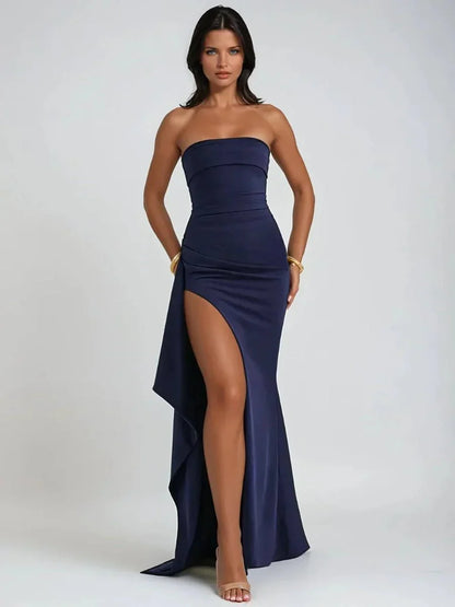 Yaser Strapless Split Long Dress